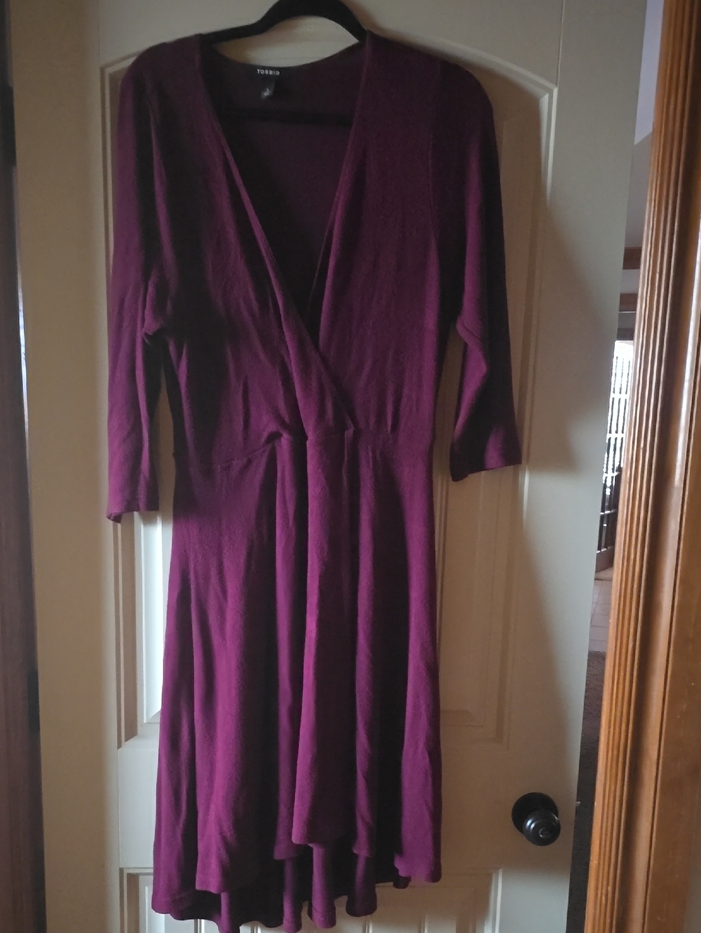torrid Plum Wrap-Front Long Sleeve Midi Dress - Deep Mauve